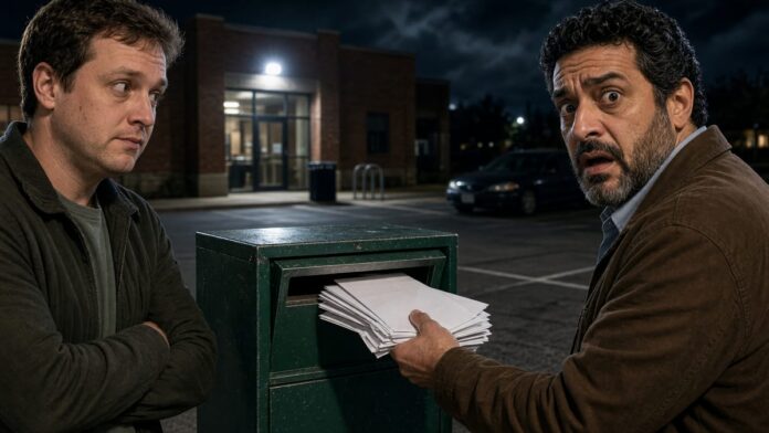 AI-generated illustration: Abu Musa Caught on Camera Forcing Ballots Into Hamtramck Drop Box