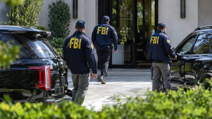 AI-generated illustration: FBI Searches Swalwell Donor's Beverly Hills Mansion in Federal Probe