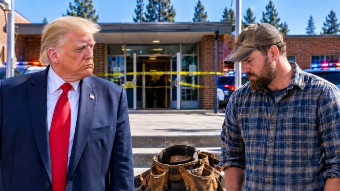 AI-generated illustration: Trump Praises Armed Father Who Stopped Oregon School Shooter
