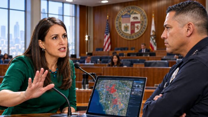 AI-generated illustration: LAPD Rejects Imelda Padilla Request for ICE Early-Warning System