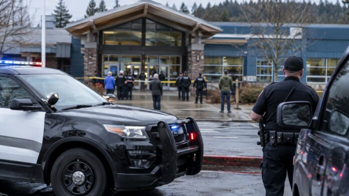 AI-generated illustration: Teacher Fought Oregon School Gunman Before Armed Dad Stopped Him