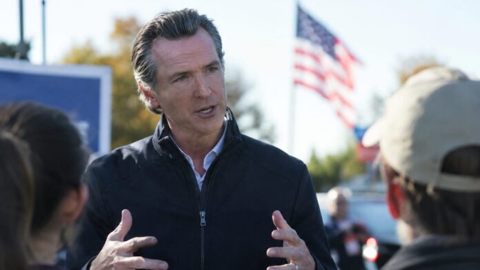 AI-generated illustration: Newsom on Hidden Camera: DSA Will Be 'Dominant' in Democratic Party