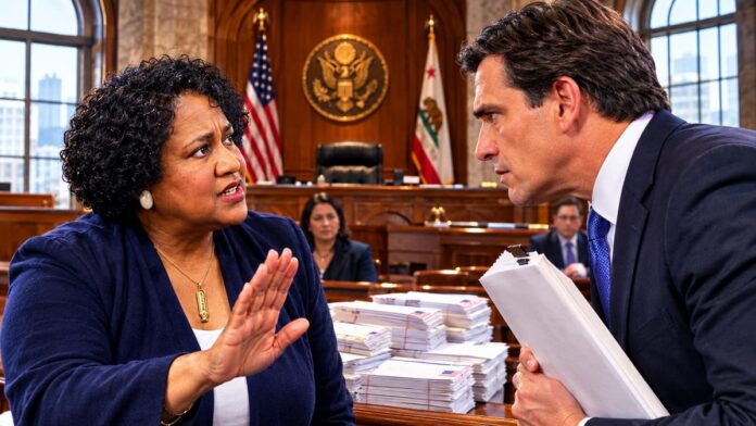 AI-generated illustration: DOJ Sues California Over Mail-In Ballots to 20,000 Flagged Voters