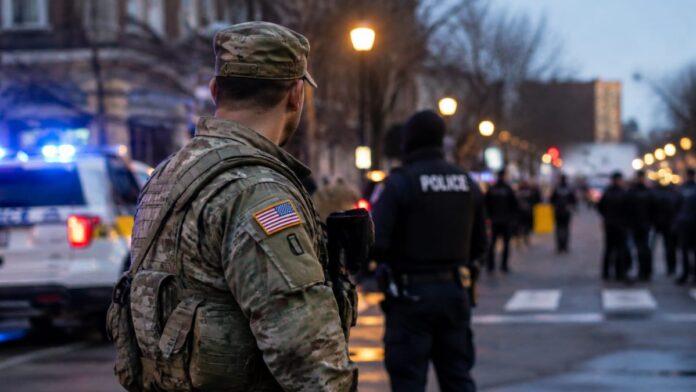wp-6c40b96f-23b8-4a4a-8a4a-5bcae68a95f1 AI-generated illustration: Felon With Prior Police Assaults Charged in DC Guard Shooting