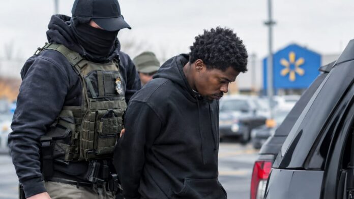 AI-generated illustration: DHS: Man Charged in Walmart Worker's Killing Came In on Biden Parole