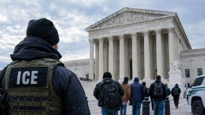 AI-generated illustration: Supreme Court Refuses to Restore Biden Rule That Shelved Deportations
