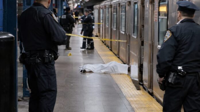 AI-generated illustration: Man Shot Dead on Midtown Subway Platform; NYPD Hunting Gunman