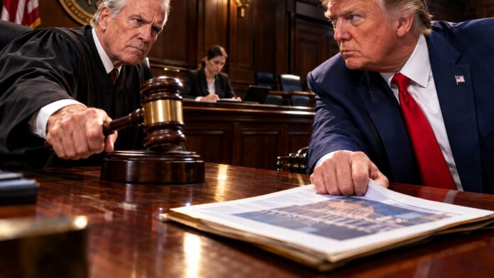 AI-generated illustration: Federal Judge Orders Trump to Halt Nineteen Million in Government Ads