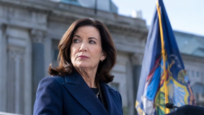 AI-generated illustration: Cato Ranks Hochul Dead Last Among Governors in First Freedom Grades