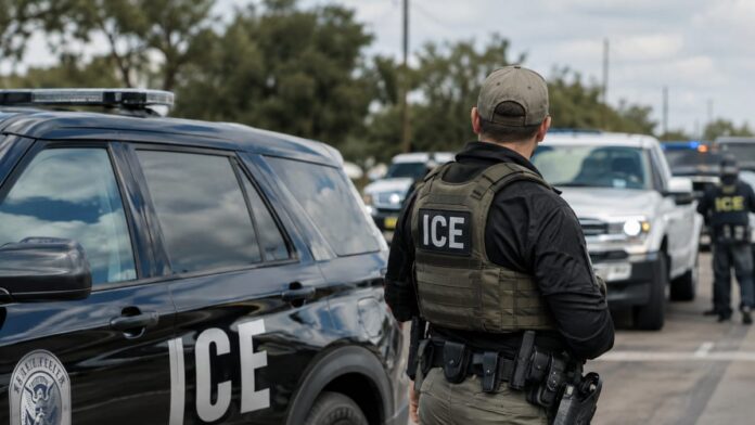 AI-generated illustration: Houston DA Indicts ICE Officer; Agency Calls It a 'Political Stunt'