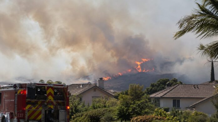AI-generated illustration: Norte Fire Burns Homes in Orange County as Santa Ana Winds Rage