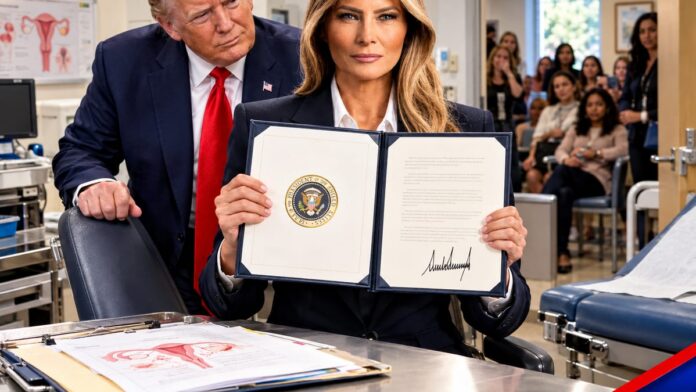 wp-e4328f18-4587-459c-81d2-103fed3da8c0 AI-generated illustration: Melania Trump Signs Executive Order Creating NIH Women's Division