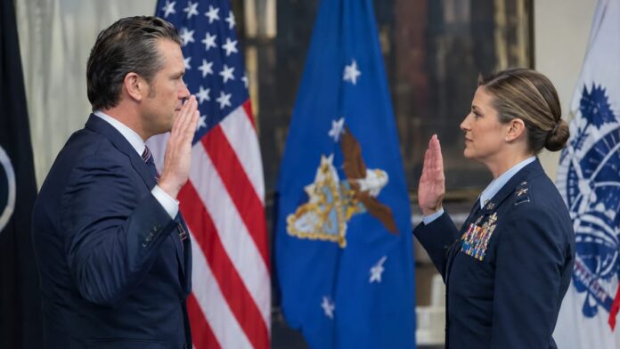 AI-generated illustration: Hegseth Reinstates Air Force General Forced Out Over Vaccine Mandate