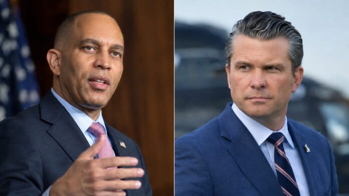 wp-ec7a779f-4fd0-44a9-8428-cc88bfe7e04a AI-generated illustration: Jeffries: Trump Must Push Hegseth Aside or Democrats Will Act