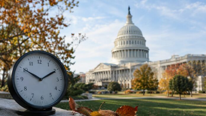 AI-generated illustration: Trump Presses Senate to Vote on Permanent Daylight Saving Time